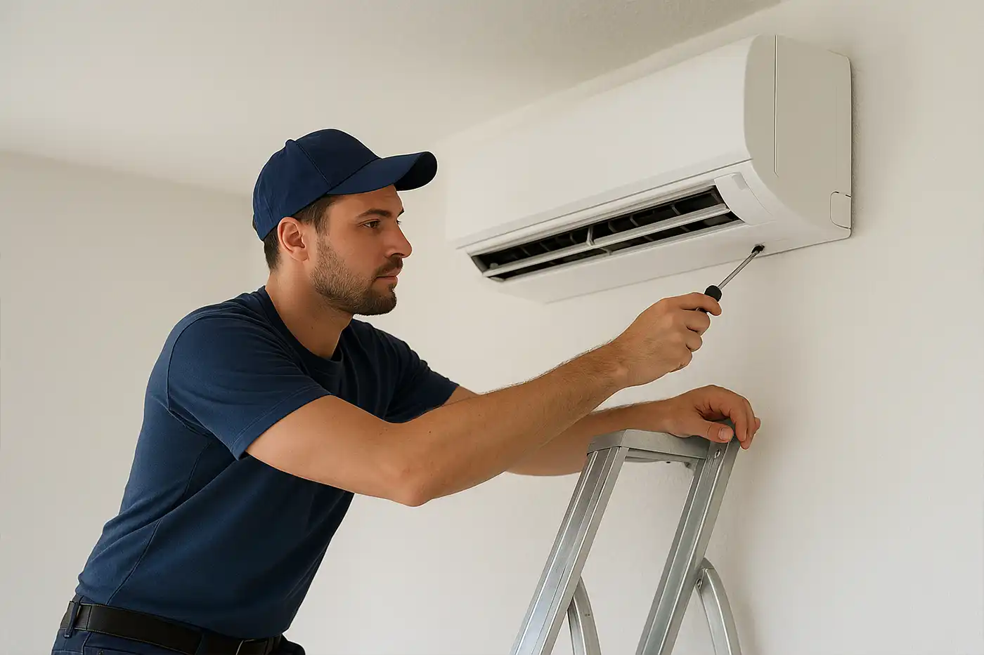 نصاب کولر گازی در حال نصب