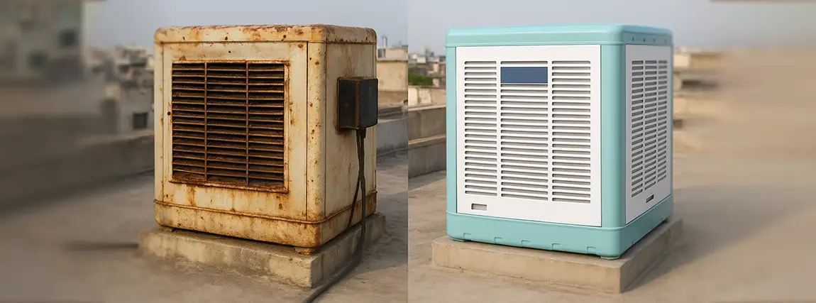 کولر آبی خراب در کنار کولر آبی سالم